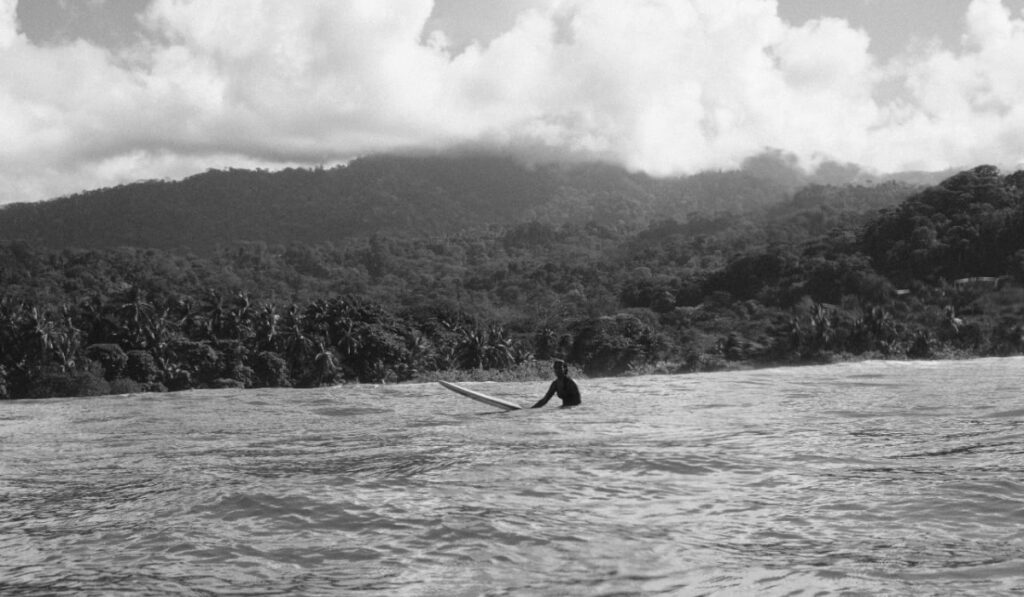 Black and white surfer